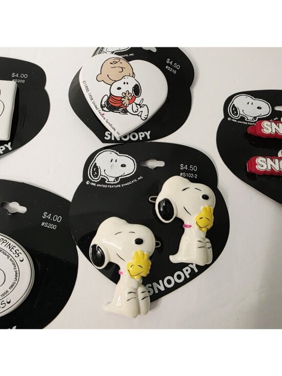 5 Vtg Snoopy Charlie Brown Lucy Lionel Woodstock Hair Clips Barrette Oval Heart main image 5